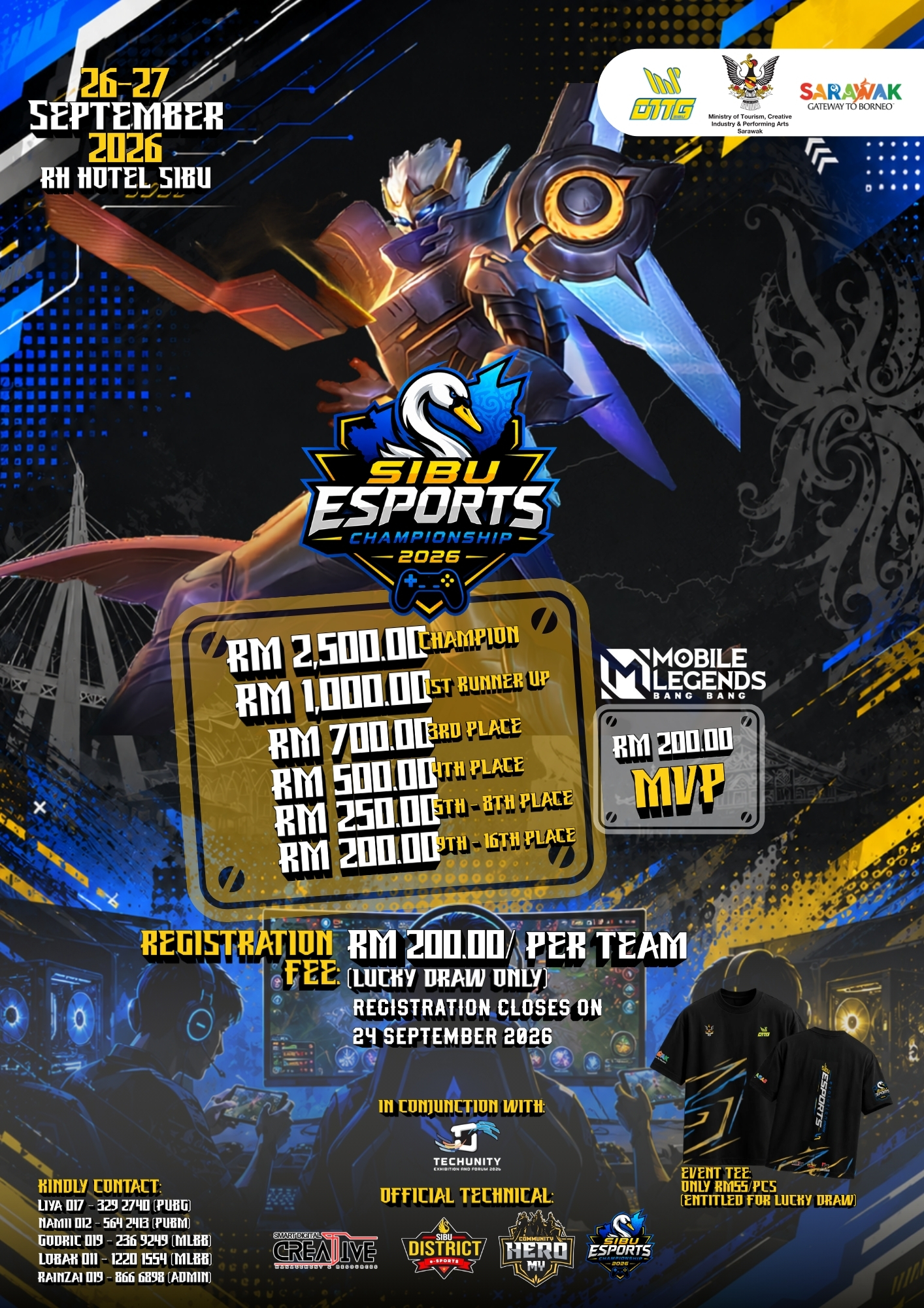 Poster for SIBU E-SPORT CHAMPIONSHIP 2026 MOBILE LEGEND BANG BANG + LUCKY DRAW